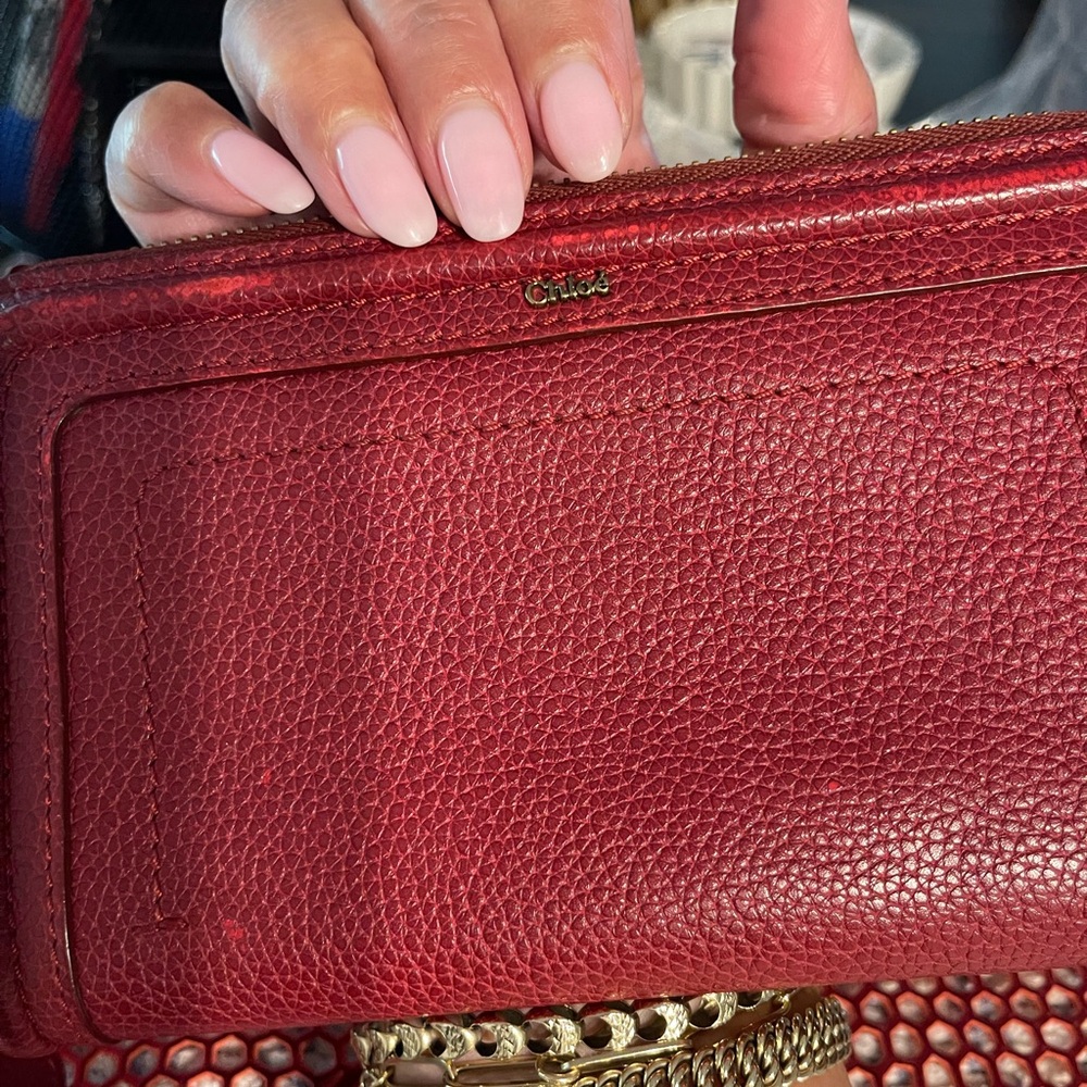 Chloe Deep Red Leather Wallet - Picture 6 of 10